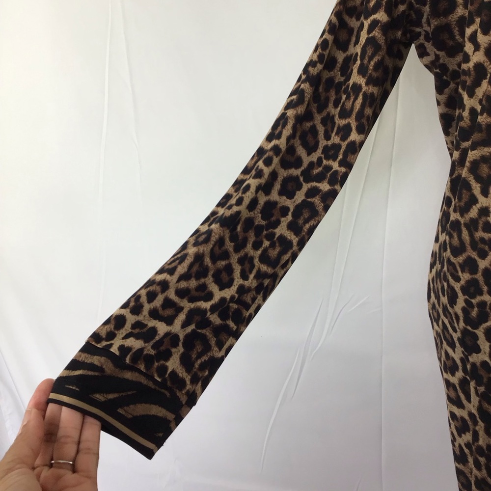 MICHAEL KORS WOMEN LEOPARD/ TIGER SHEATH LONG-SLEEVE DRESS SIZE L GOLD CHAIN - Picture 5 of 8